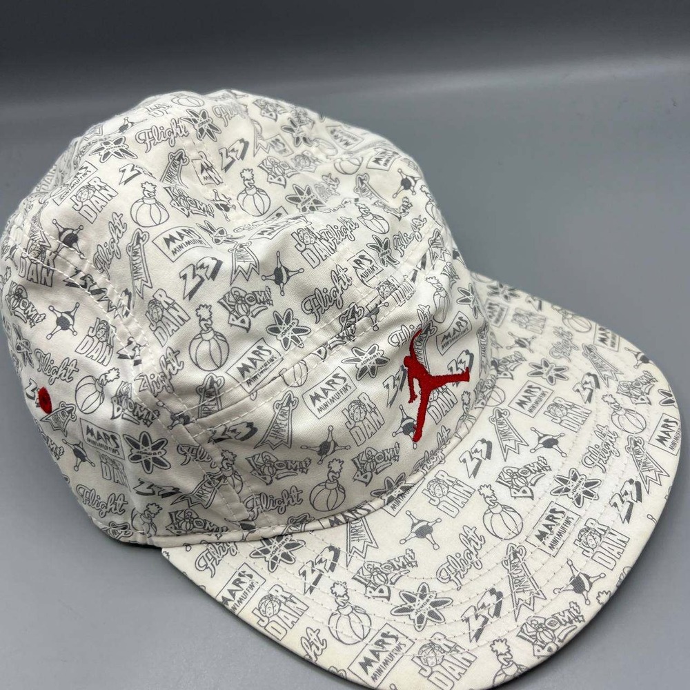 Air Jordan 5 Panel Hat Men White All Over Print Logo Jumpman Strap Back Cap - Picture 4 of 8